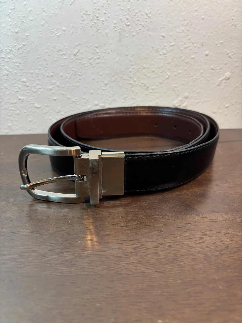 Classic Black Reversible Belt with Silver Buckle